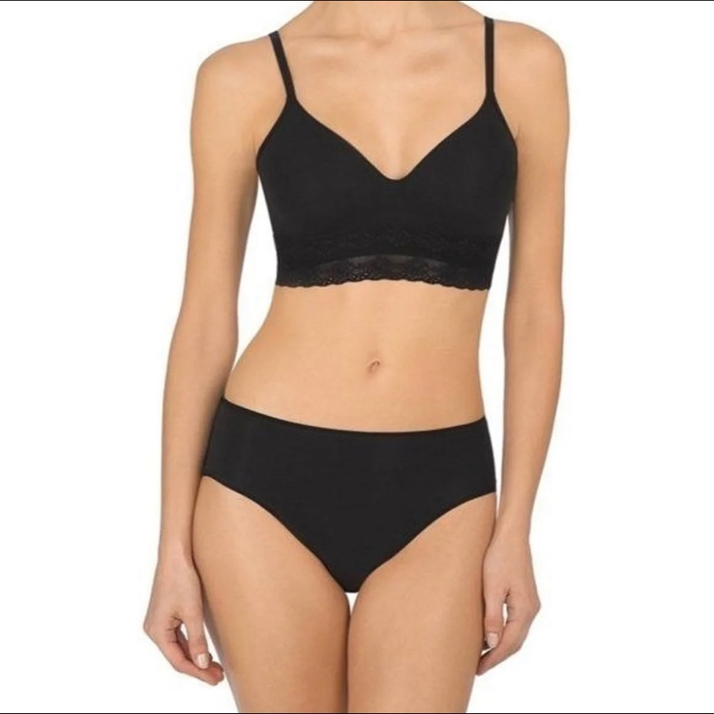 Natori Black Lace Bliss Perfection Bra Sz 34DD